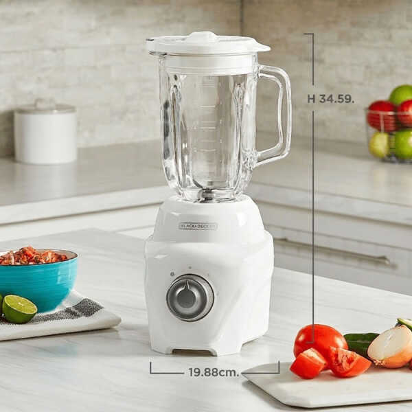 BLACK+DECKER 1.25L/42OZ ICE CRUSH BLENDER W/GLASS JAR WHITE 700W-120V | BL0876-0WDLA - Image 