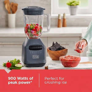 BLACK & DECKER 1.65L/56OZ ICE CRUSH BLENDER W/PLASTIC JAR GREY 900W-120V | BL22209PB-LA - Image 