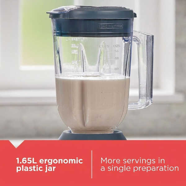 BLACK & DECKER 1.65L/56OZ ICE CRUSH BLENDER W/PLASTIC JAR GREY 900W-120V | BL22209PB-LA - Image 