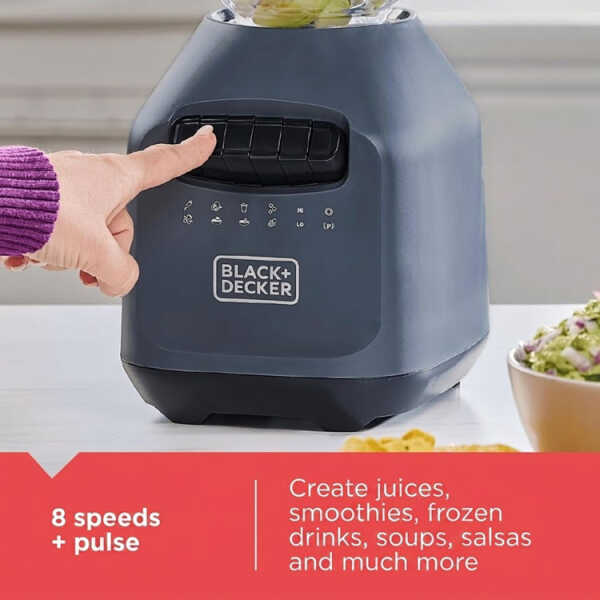 BLACK & DECKER 1.65L/56OZ ICE CRUSH BLENDER W/PLASTIC JAR GREY 900W-120V | BL22209PB-LA - Image 