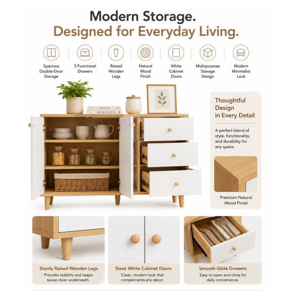 WOODEN MODERN MULTIFUNCTIONAL CABINET | CBG002812 - Image 