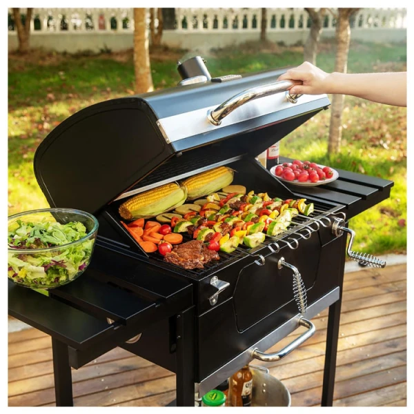 ROYAL GOURMET 24" CHARCOAL GRILL W/ FOLDING SIDE TABLES IN BLACK | CD1824EN - Image 