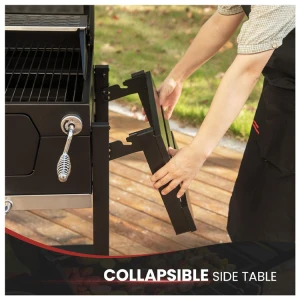 ROYAL GOURMET 24" CHARCOAL GRILL W/ FOLDING SIDE TABLES IN BLACK | CD1824EN - Image 