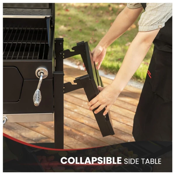 ROYAL GOURMET 24" CHARCOAL GRILL W/ FOLDING SIDE TABLES IN BLACK | CD1824EN - Image 