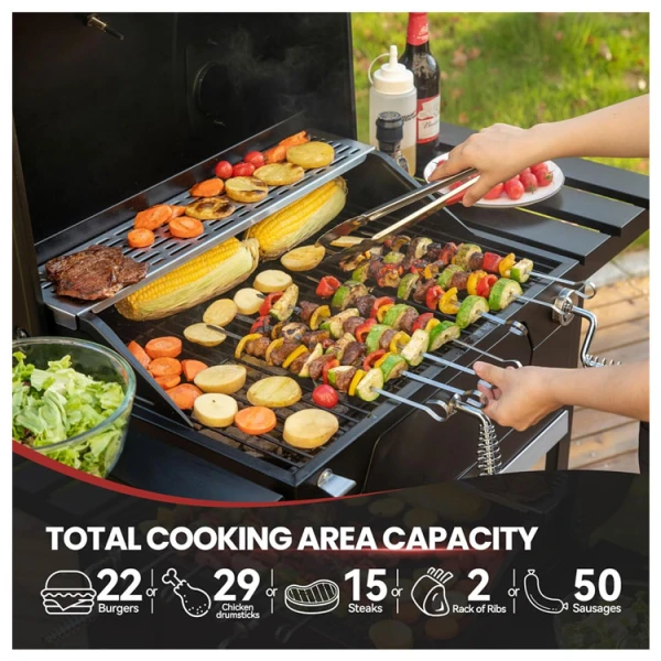 ROYAL GOURMET 24" CHARCOAL GRILL W/ FOLDING SIDE TABLES IN BLACK | CD1824EN - Image 