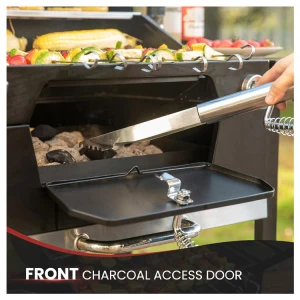 ROYAL GOURMET 24" CHARCOAL GRILL W/ FOLDING SIDE TABLES IN BLACK | CD1824EN - Image 