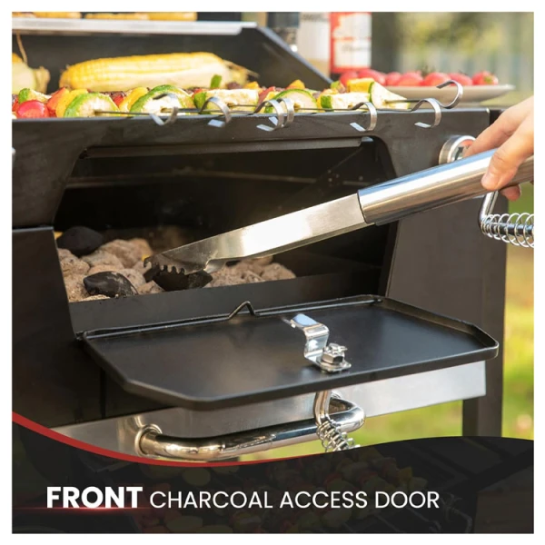 ROYAL GOURMET 24" CHARCOAL GRILL W/ FOLDING SIDE TABLES IN BLACK | CD1824EN - Image 