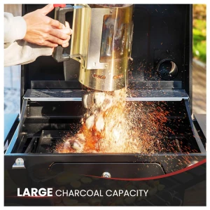 ROYAL GOURMET 24" CHARCOAL GRILL W/ FOLDING SIDE TABLES IN BLACK | CD1824EN - Image 