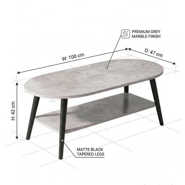 SALON CENTER TABLE GREY 100x47x42 CM | CJ003122 - Image 