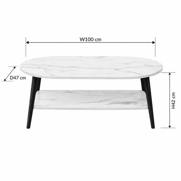 SALON CENTER TABLE WHITE OVAL 100x 47x42 CM | CJ003145 - Image 
