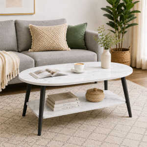 SALON CENTER TABLE WHITE OVAL 100x 47x42 CM | CJ003145 - Image 