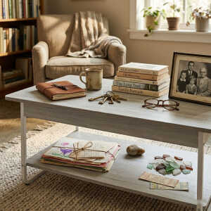 COFFEE CENTER TABLE MORANDI GRAY + WHITE STEEL FRAME 120X60X40CM | CJ006547 - Image 