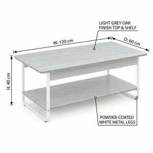 COFFEE CENTER TABLE MORANDI GRAY + WHITE STEEL FRAME 120X60X40CM | CJ006547 - Image 