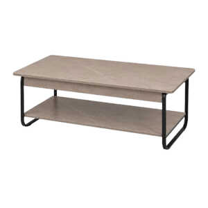 COFFEE CENTER TABLE BROWN BLACK STEEL FRAME | CJ006533 - Image 