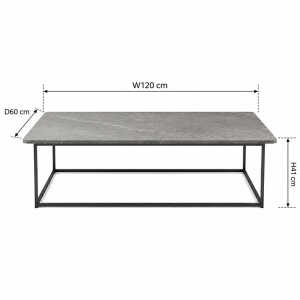 COFFEE CENTER TABLE MOOR STONE GREY BLACK FRAME120X60X41 | CJ008725 - Image 