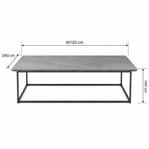 COFFEE CENTER TABLE MOOR STONE GREY BLACK FRAME120X60X41 | CJ008725 - Image 