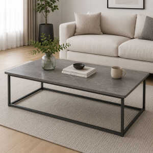 COFFEE CENTER TABLE MOOR STONE GREY BLACK FRAME120X60X41 | CJ008725 - Image 