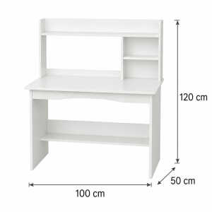 WHITE COMPUTER DESK WITH STORAGE HUTCH 100X50X120CM | DNZ008818 - Image 