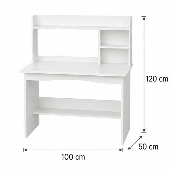 WHITE COMPUTER DESK WITH STORAGE HUTCH 100X50X120CM | DNZ008818 - Image 