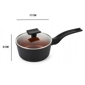 8PCS FORGED ALUMINUM COOKWARE SET BLACK (1X STOCKPOT W/ LID/ 1X SAUCE POT W/LID 1X SAUCEPAN W/LID / 1X GRILL PAN / 1X SKILLET | EP-8PCS-035 - Image 