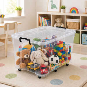 TRANSPARENT STORAGE BOX WITH ROLLERS | FAV-1225 - Image 