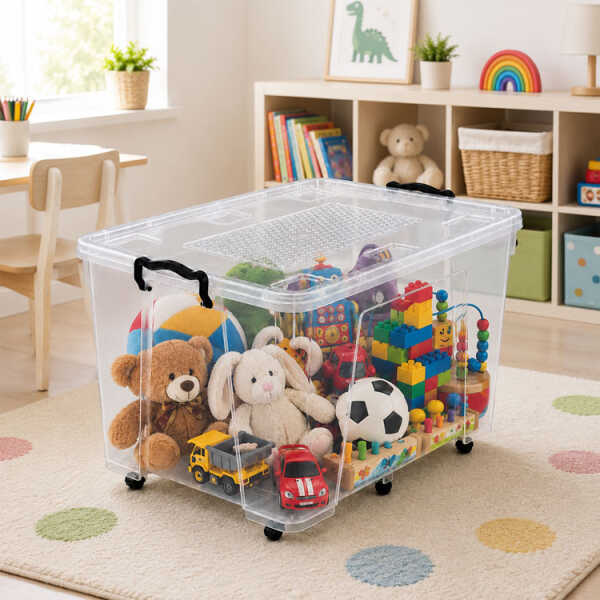 TRANSPARENT STORAGE BOX WITH ROLLERS | FAV-1225 - Image 