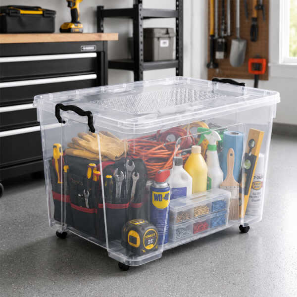 TRANSPARENT STORAGE BOX WITH ROLLERS | FAV-1225 - Image 