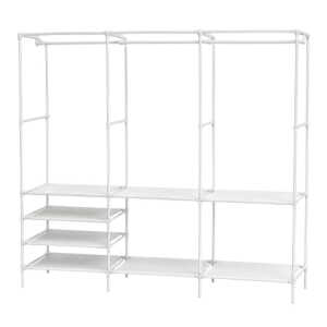 WHITE MULTI-FUNCTION CLOTHING RACK WITH SHELVES 160X36X173CM | FSK10730