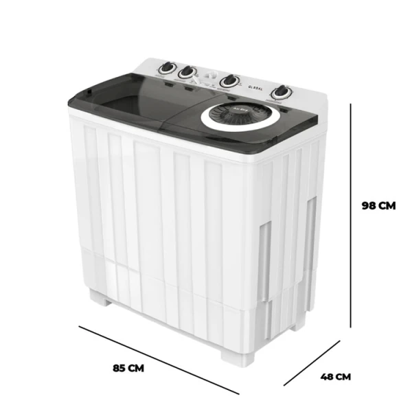 GLOBAL 12KG SEMI-AUTOMATIC WASHING MACHINE WHITE 115V-600W | GB12KG - Image 