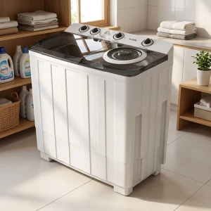 GLOBAL 12KG SEMI-AUTOMATIC WASHING MACHINE WHITE 115V-600W | GB12KG - Image 