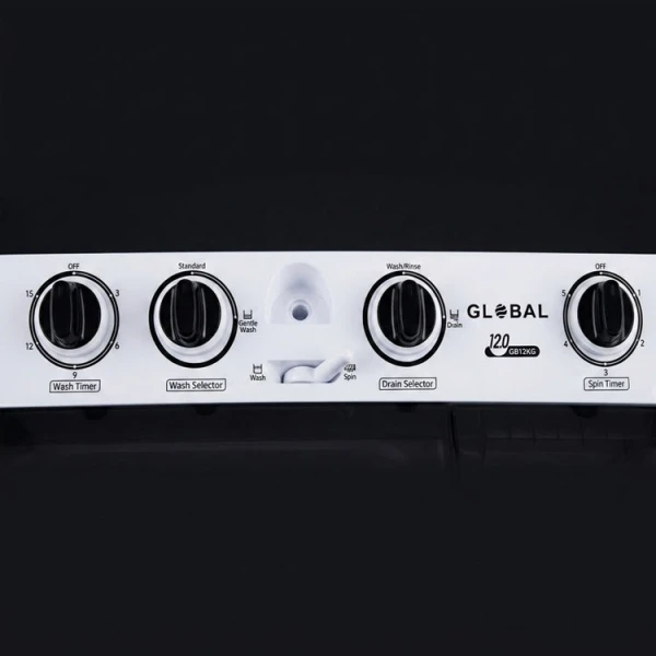 GLOBAL 12KG SEMI-AUTOMATIC WASHING MACHINE WHITE 115V-600W | GB12KG - Image 