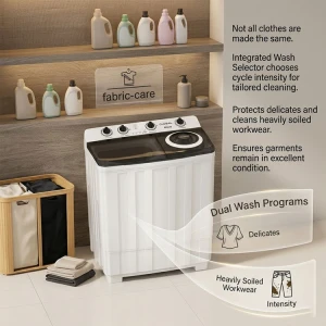 GLOBAL 12KG SEMI-AUTOMATIC WASHING MACHINE WHITE 115V-600W | GB12KG - Image 