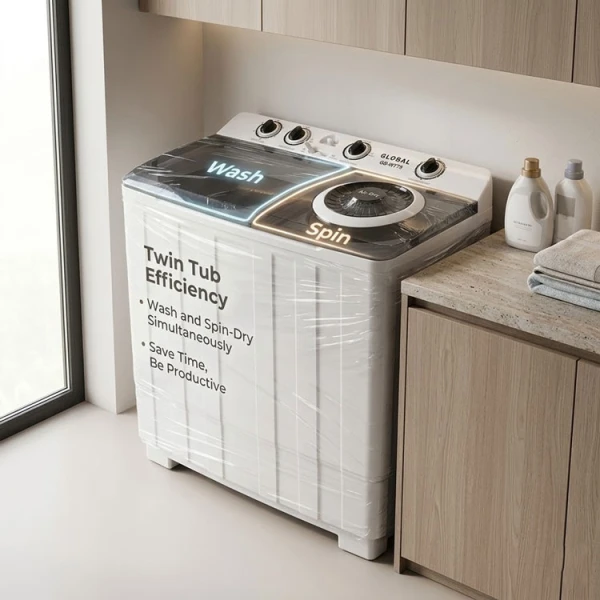 GLOBAL 12KG SEMI-AUTOMATIC WASHING MACHINE WHITE 115V-600W | GB12KG - Image 