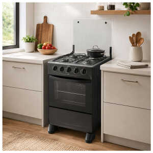 GLOBAL DELICATO 20" 4 BURNERS GAS RANGE BLACK | GB4PBLACK - Image 
