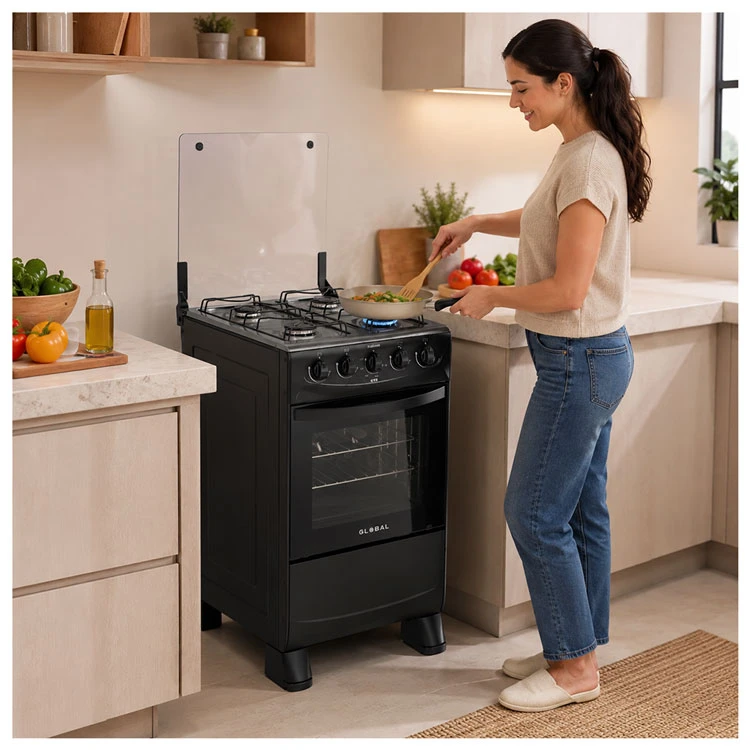 4-Burner Gas Stove Global Delicato – Modern Black, 20 Inch