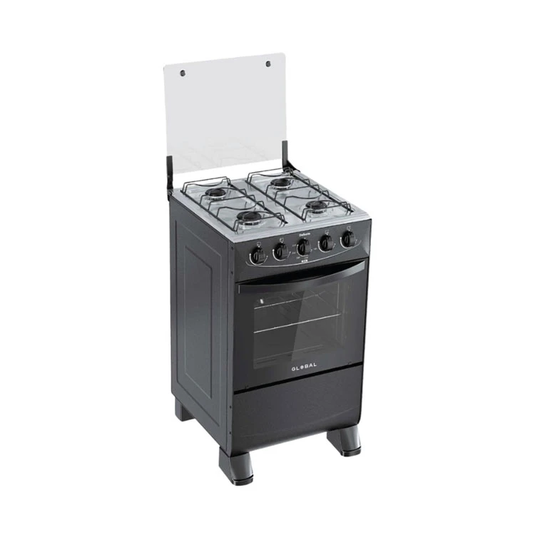 Global Delicato Black Gas Range, 20” – 4 Powerful Burners