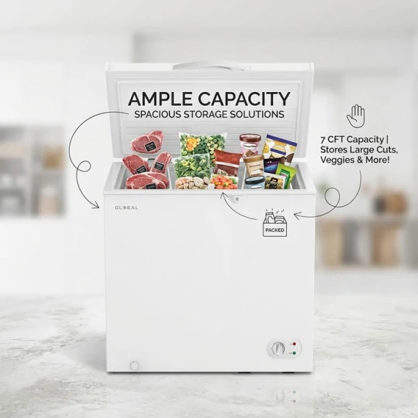 GLOBAL 7 CU.FT CHEST FREEZER WHITE 115V-60HZ | GB7CUBCF - Image 