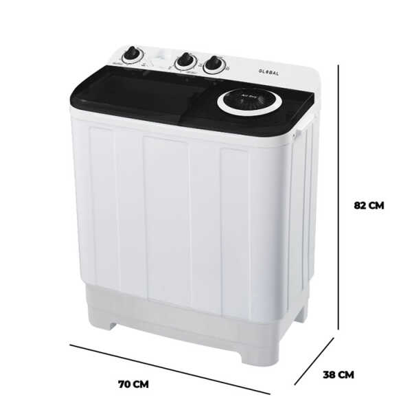 GLOBAL 7KG SEMI-AUTOMATIC WASHING MACHINE WHITE 155V-510W | GB7KG - Image 