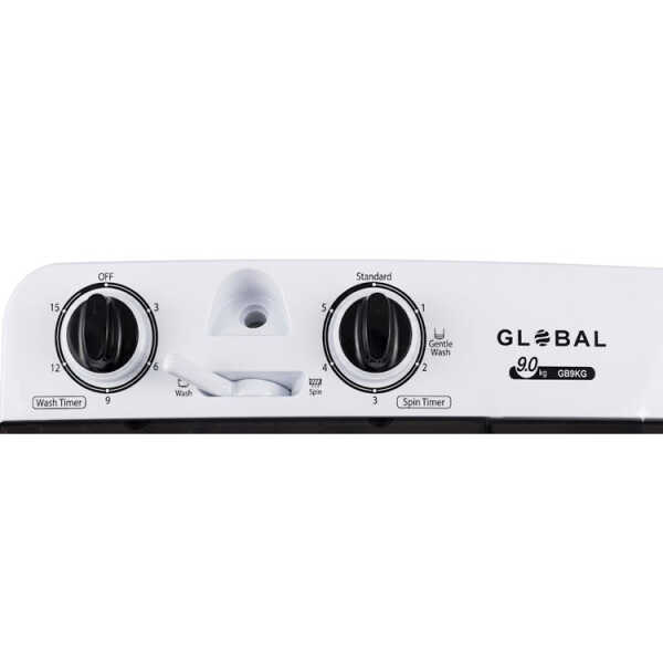 GLOBAL 9KG SEMI-AUTOMATIC WASHING MACHINE WHITE 115V-530W | GB9KG - Image 