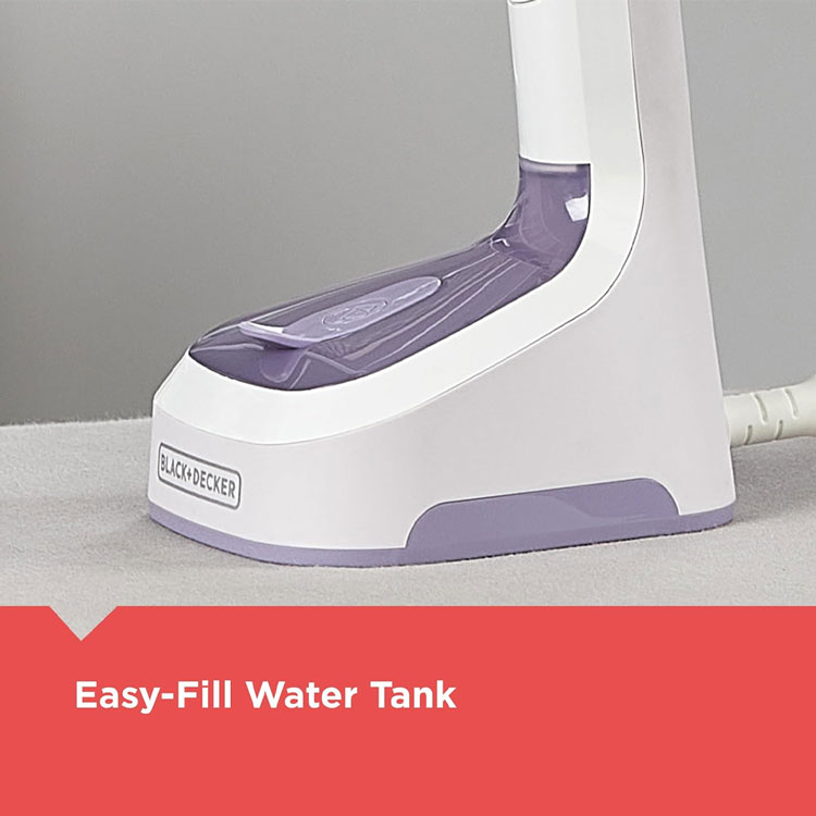Close-up of easy-fill 150ml steamer water tank.