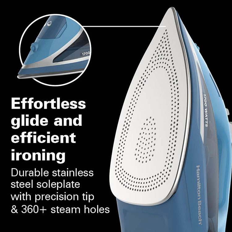 Stainless steel soleplate with 360 steam holes