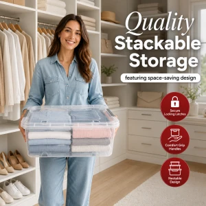 HOMESTAR PLASTIC 40LT ORGANIZER BOX WITH LID | HOBI-0407 - Image 