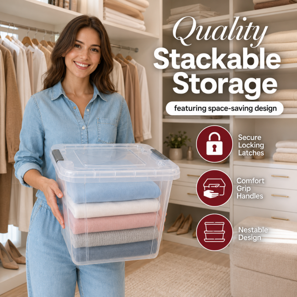 PLASTIC 20LT ORGANIZER BOX WITH LID | HOBI-0413 - Image 