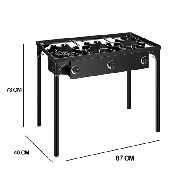 3 BURNERS OUTDOOR GAS STOVE BLACK | HS003DCIS - Image 