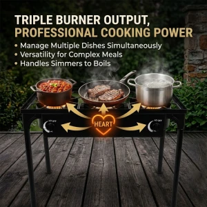 3 BURNERS OUTDOOR GAS STOVE BLACK | HS003DCIS - Image 