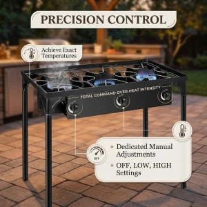 3 BURNERS OUTDOOR GAS STOVE BLACK | HS003DCIS - Image 