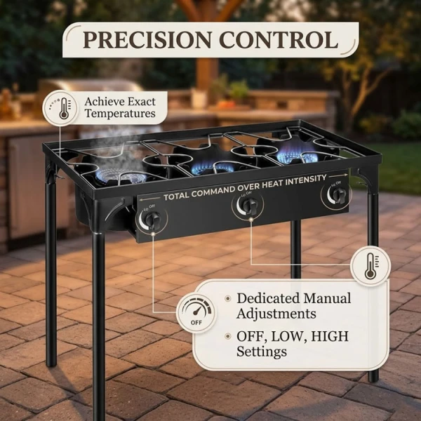 3 BURNERS OUTDOOR GAS STOVE BLACK | HS003DCIS - Image 