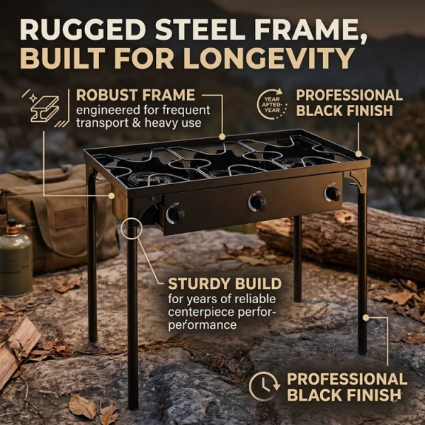 3 BURNERS OUTDOOR GAS STOVE BLACK | HS003DCIS - Image 
