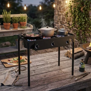 3 BURNERS OUTDOOR GAS STOVE BLACK | HS003DCIS - Image 