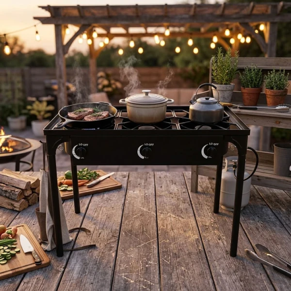 3 BURNERS OUTDOOR GAS STOVE BLACK | HS003DCIS - Image 